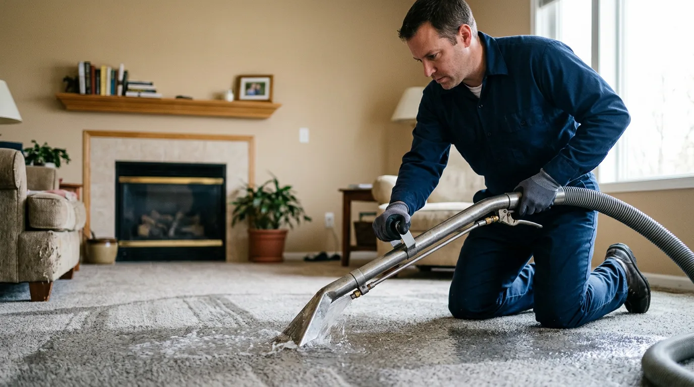 Water damage restoration technician working near Waterville, KS